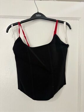 Find Me Now Black Bustier Cami with Red Straps